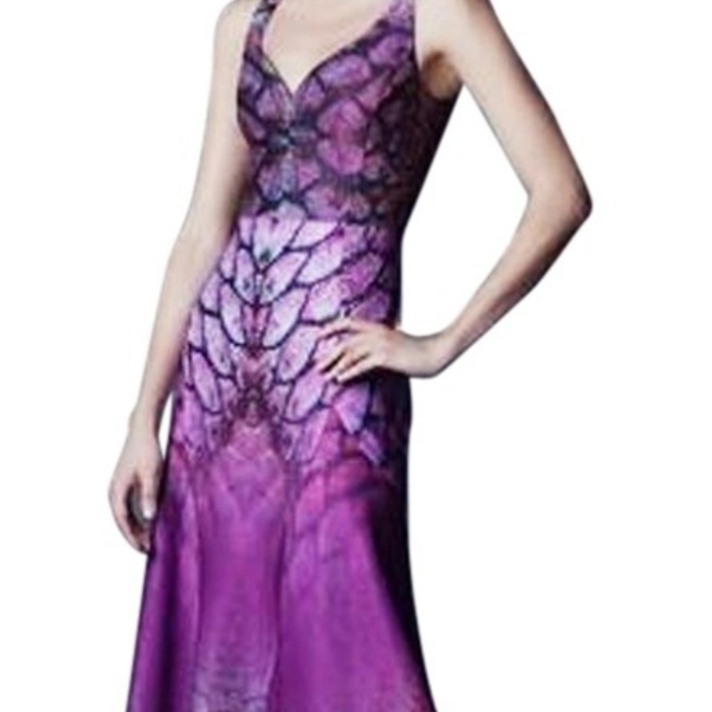 Black halo multicolor dragon print gown 8